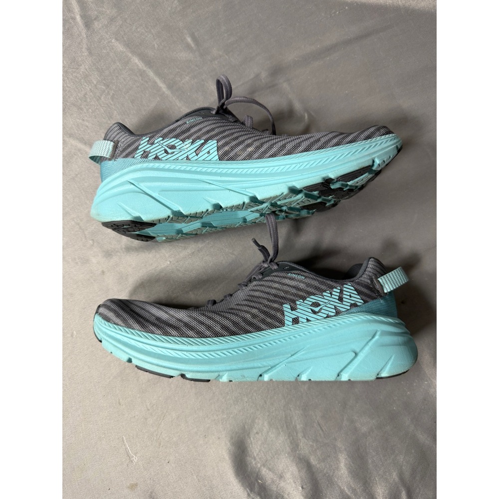 Hoka One One Rincon Womens 8 Running Shoes Grey Aqua Blue Athletic Sneakers